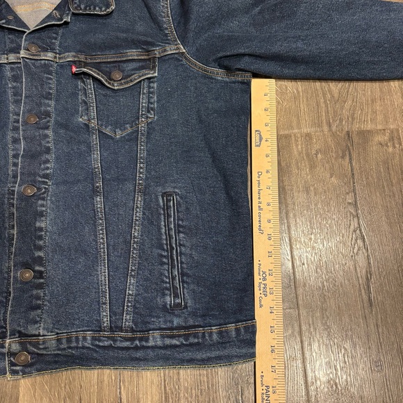 Levi's Denim Trucker Jacket Mens Size XL Dark Blue Wash Long Sleeve - Picture 11 of 12